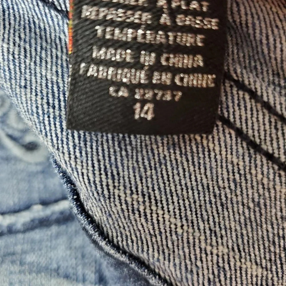 Vintage Gasoline Jeans Olympia Mid  Rise Straight Leg Size 14 Embroidered - Picture 4 of 14